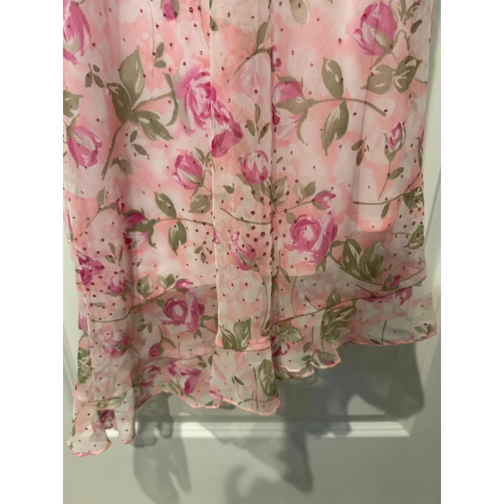 Girls Amy Byer Pink Floral Midi lined Dress Size 16
